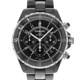 Chanel Pre-owned Chanel J12 Sport Chronograph Black Lacquered Dial Unisex Watch H0940