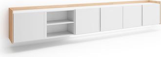 Skraut Home Skraut Home - Mueble Tv, Televisi&oacute;n, Muebles De Sal&oacute;n, Almacenaje, 309x35x50cm, Para Tv Hasta 80, Colgado, Suspendido, Led, Estilo Moderno, Blanco Y R