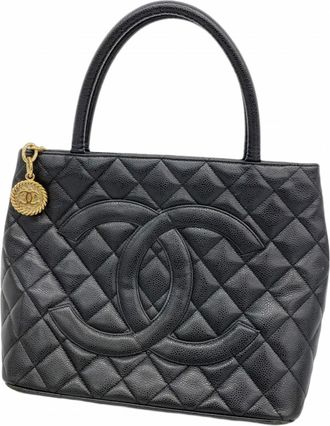 Chanel Black Grained Calfskin Tote Bag (Pre-Owned)
