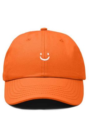 Dalix Lil Smile Embroidered Casual Hat in Orange at Nordstrom