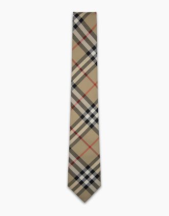 Burberry Mens Burberry Classic Cut Vintage Check Silk Tie Archive Beige - Tan - Size: OS