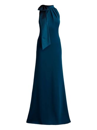 Tadashi Shoji bow-detail halter-neck maxi dress - Blue