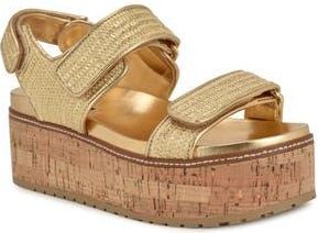 Nine West Heavin Platform Wedge Sandal in Gold at Nordstrom Rack, Size 8.5