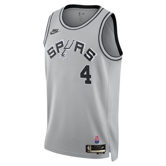 Nike Mens DeAaron Fox San Antonio Spurs Hardwood Classics Dri-FIT Basketball Swingman Jersey in Grey | II4243-008