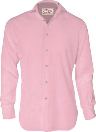 MC2 Saint Barth Linnen Herenoverhemd - Heren - Casual Overhemden - Roze - L - Linnen - Overhemden