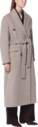 Golden Goose Cappotto Doppiopetto - Dames - Jas met riem - Grijs - M - Wol - Jassen