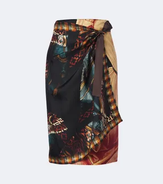 Dries Van Noten Printed silk wrap skirt