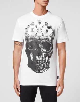 Philipp Plein T-Shirt Round Neck Ss Print Skull Unisex in White/black at Nordstrom, Size Xxx-Large
