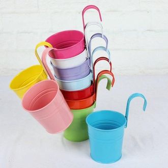 OEM Paquete De 10 Macetas Colgantes De Hierro De Colores - 18 Cm De Di&aacute;metro