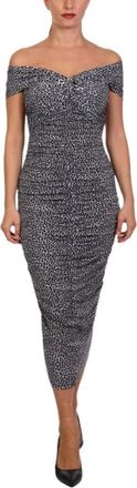Michael Kors Leopard Print Stretch Matte Jersey Off-The-Shoulder Jurk - Dames - Feestkleedjes - Veelkleurig - L - Polyester - Kleedjes