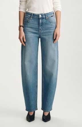Mavi Nica High Waist Barrel Leg Jeans in Light Brushed Classic Blue at Nordstrom, Size 25 X 28