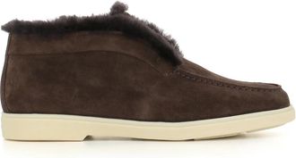 Santoni Donkerbruine Su&egrave;de Enkellaarsjes - Dames - Winterlaarzen - Bruin - 36 EU - Su&egrave;de - Schoenen