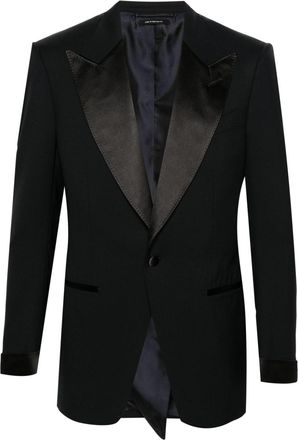 Tom Ford stitching-details wool blazer - men - Wool/Cupro/Silk - 48 - Blue