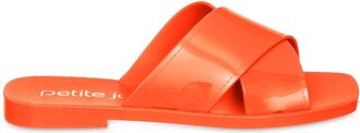 Petite Jolie Womens Criss-Cross Strap Slide Sandals In Orange