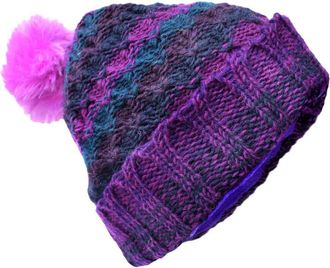 Gheri Woolen Knitted Fleece Lined Pom Pom Bobble Hat D