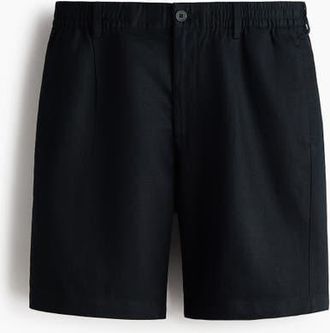 H&M Relaxed Fit Linen-blend Shorts in Black at Nordstrom, Size X-Large