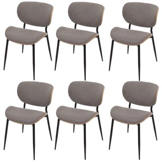 Hhg Hhg - Nunca Usado] Juego De 6 Sillas De Comedor 236, Tejido De Madera Curvada (370 G/m&sup2;) Con Certificado Oeko-tex Mvg, Natural, Gris Claro
