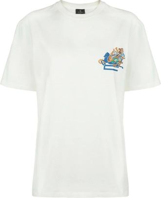 Etro Etro, T-Shirts, female, White, Size: M Cotton T-shirt with logo detail