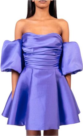 Doris S Elegante Turquoise Korte Jurk - Dames - Feestkleedjes - Paars - L - Kleedjes