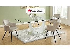 Vente-Unique Sedia con braccioli in Tessuto e Metallo Nero Beige - Lotto di 2 - KADIJA