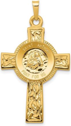 Diamond2Deal 14k Yellow Gold Polished Solid Cross with St Anthony Medal Pendant