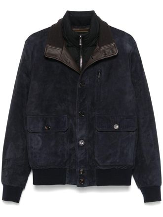 Moorer Adelsio jacket - men - Feather Down/Goose Down/Sheepskin/Polyamide/Polyamide/Leather - 48 - Blue