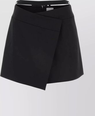 Patou virgin wool asymmetric wrap thigh-length skirt