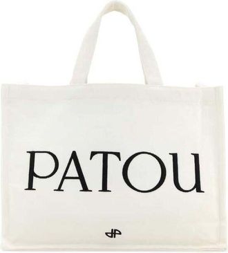 Patou White Canvas Shopping Bag Exterior: Cotton Borse A Mano