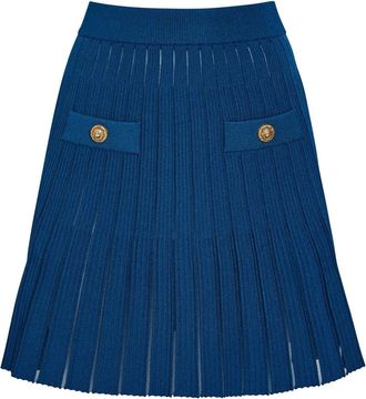 Balmain Ribbed Fine-knit Mini Skirt - Blue - 40 (UK12 / M)