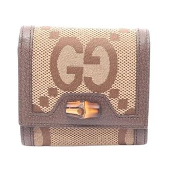 Gucci Pre-owned Wallets, female, Beige, Size: ONE SIZE Pre-owned Bamboo Jumbo GG Canvas Leather Wallet
