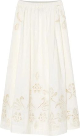 Forte_Forte Uitlopende midi-rok - Dames - Midirokken - Wit - L - Rokken