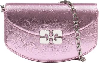 Ganni Metallic Schoudertas met Kettingband - Dames - Schoudertassen - Roze - ONE Size - Tassen