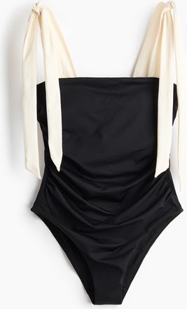 H&M Badeanzug mit Bindetr&auml;gern und wattierten Cups - Schwarz