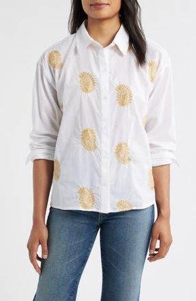 Vince Camuto Embroidered Cotton Button-Up Shirt in Ultra White at Nordstrom Rack, Size Medium