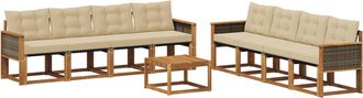 vidaXL Conjunto De Sof&aacute;s De Exterior 9 Uds. Natural Y Beige Vidaxl