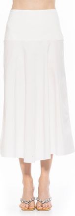 Alexia Admor Hadley Stretch Cotton Midi Skirt in White at Nordstrom Rack, Size 12