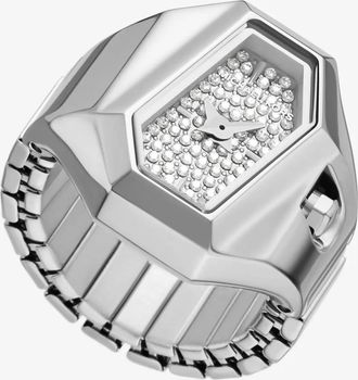 Michael Kors Suri Pav&eacute; Silver-Tone Ring Watch