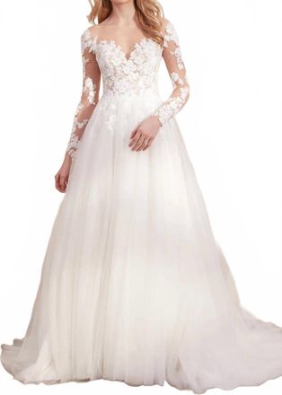 Justin Alexander Clarabella Long Sleeve Tulle Wedding Ball Gown In Ivory