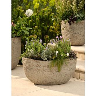Garden Trading Cranford Oval Planter Plant Flower Tree Pot Grey Cement Style