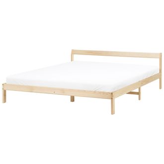Beliani Cama Con Somier Estilo Minimalista De Madera De Pino 180 X 200 Cm Marr&oacute;n Claro Madone