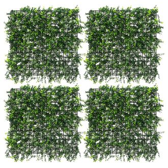 ECD Germany Ecd Germany Conjunto De 4 Paneles De Jardines Verticales Artificiales 50x50 Cm, Pachysandra Plantas Decorativas De Pared Exterior, Pantallas De Seto, 