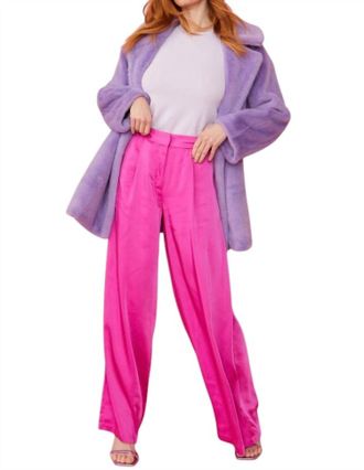 JayLey Faux Fur Duchess Coat In Purple