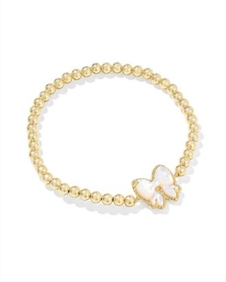 Kendra Scott Womens Haley Bow Stretch Bracelet In Gold/ Ivory Mother Of Pearl