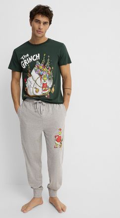 Le 31 Mens Grinch grey lounge joggers Christmas Collection
