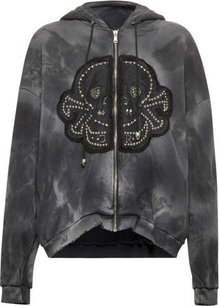 John Richmond Hoodie en Zip Sweatshirt - Heren - Vesten met rits - Zwart - M - Katoen - Hoodies & sweatvesten
