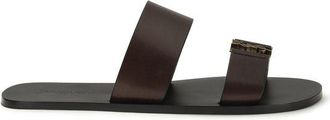 Saint Laurent Brown Calf Leather Bos Taurus Flat Mens Sandals