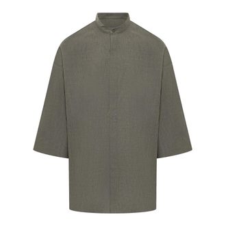 Fear of God Polo Shirts, male, Green, Size: S Band Collar Short Sleeve Shirt