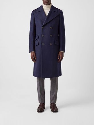 Brunello Cucinelli Knee-Length Double-Breasted Wool Coat with Lapels
