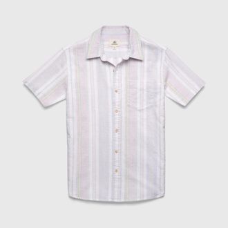 Surfside Supply Co. Joey Stripe Cabana Shirt in White at Nordstrom, Size Xx-Large