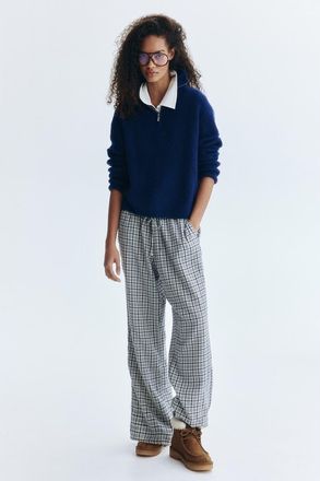 H&M Drawstring Trousers in Light Beige/plaid at Nordstrom, Size Xx-Large